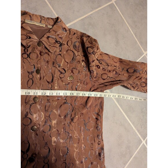 Women’s Bamboo Traders SZ L Jacket Microfiber Collar Brass Snaps Pockets - Picture 8 of 11